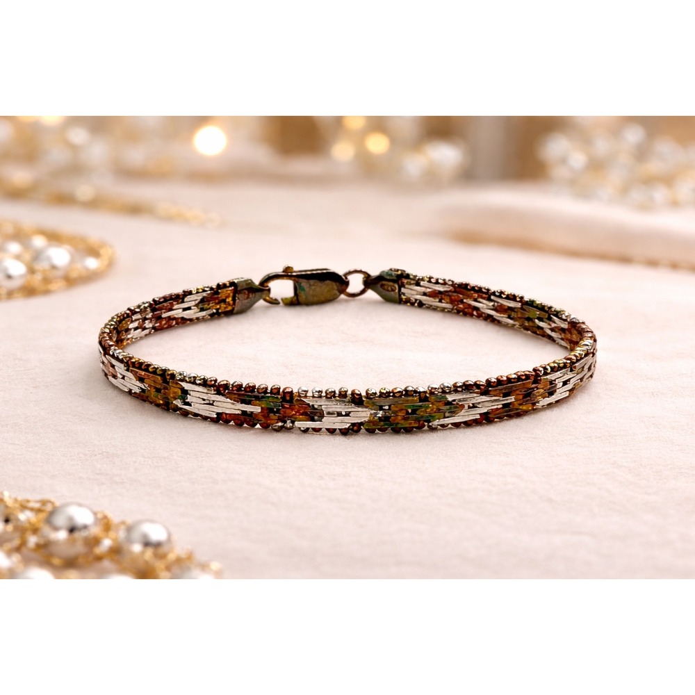 Roberto‎ Villini Collezione Italian Sterling Silver 925 Tri-Color Link Bracelet